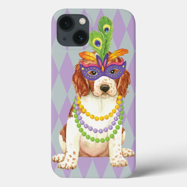 Funda De Case-Mate Para iPhone Mardi Gras Welsh Springer Spaniel (Reverso)