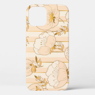 Funda Para iPhone 12 Marfil Beige: Patrón Floral De Lujo.