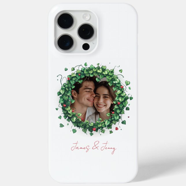 Funda De Case-Mate Para iPhone Marfil verde y corazón (Reverso )