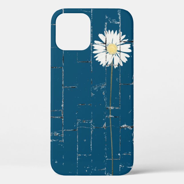Funda De Case-Mate Para iPhone margarita blanca sobre ladrillo azul (Reverso )