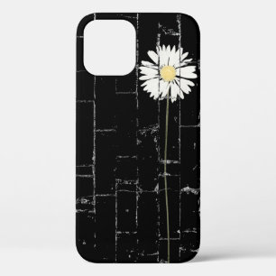 Funda Para iPhone 12 margarita blanca sobre ladrillo negro