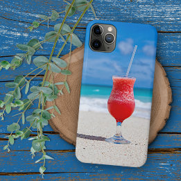 Funda Para iPhone 11 Pro Max Margarita de Fresa Roja de Verano en Playa Tropica