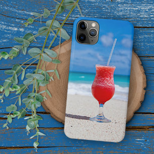 Funda Para iPhone 11 Pro Max Margarita de Fresa Roja de Verano en Playa Tropica