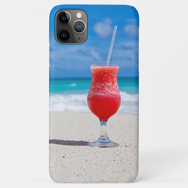 Funda De Case-Mate Para iPhone Margarita De Fresa Roja Veraniega En Playa Tropica (Reverso)