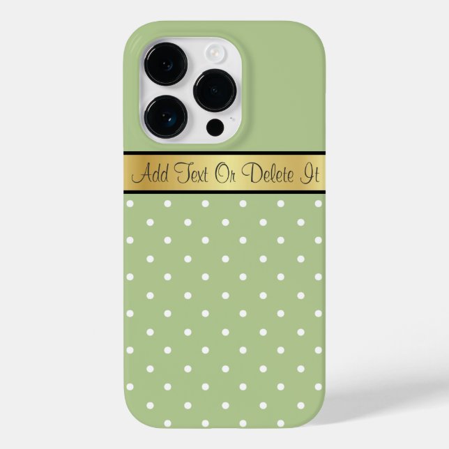 Funda De Case-Mate Para iPhone Margarita Green White Polka Dots, nombre de cinta  (Reverso )