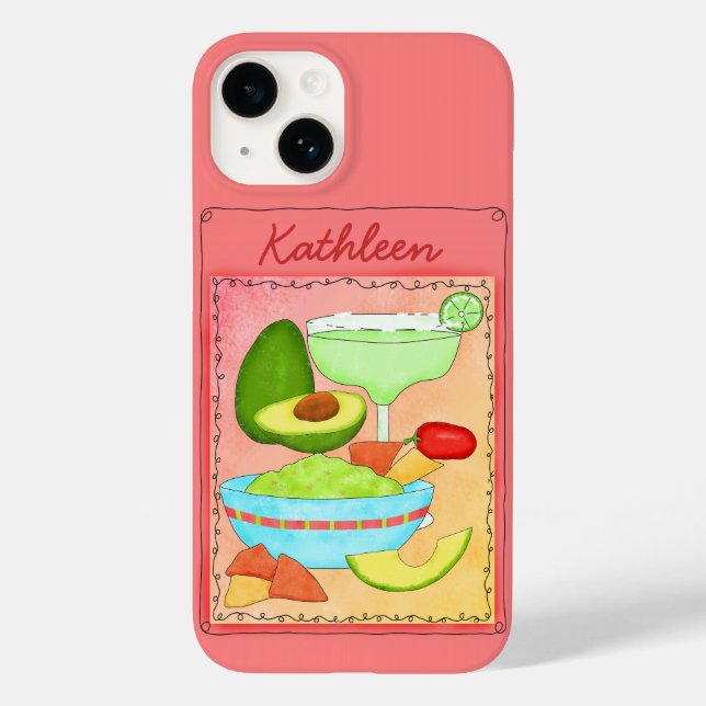 Funda De Case-Mate Para iPhone Margarita Guacamole Name Personalize (Reverso )
