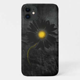 Funda Para iPhone 11 margarita negra brillante en cuero