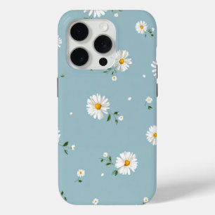 Funda Para iPhone 15 Pro Margaritas Azules Suaves – Patrón Floral Fresco