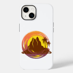 Funda Para iPhone 14 De Case-Mate Margen con el paisaje volcánico tropical y palmera