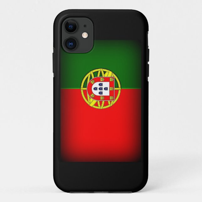 Funda De Case-Mate Para iPhone Margen negro de bandera de Portugal (Reverso)