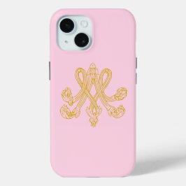 Funda Para iPhone 15 Marie Antoinette Monograma Rosa