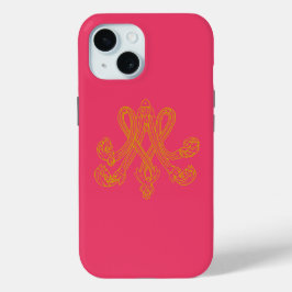 Funda Para iPhone 15 Marie Antoinette Monograma rosa caliente