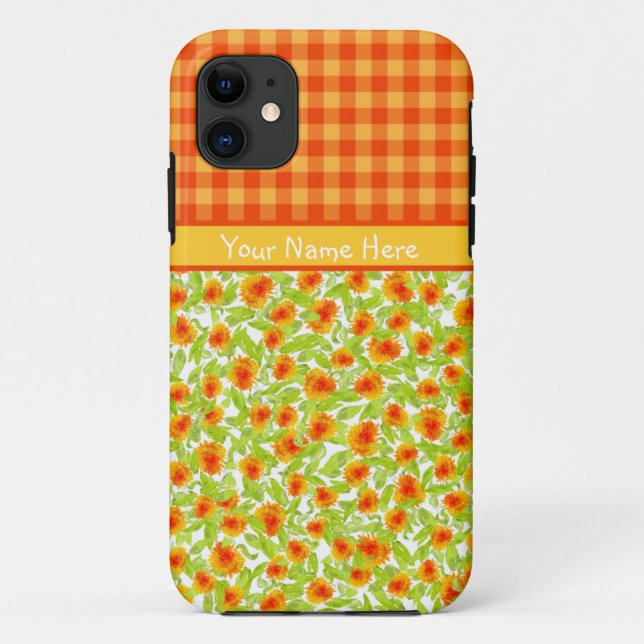 Funda De Case-Mate Para iPhone Marigolds y Check Gingham iPhone 5/5s Funda (Reverso)