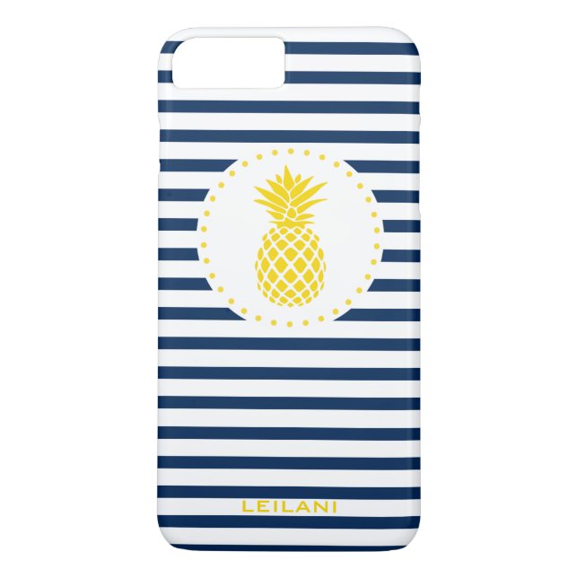 Funda De Case-Mate Para iPhone Marina de guerra amarilla de la piña rayada (Reverso)