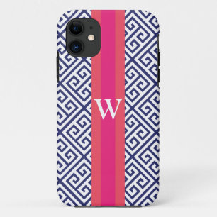 Funda Para iPhone 11 Marina de guerra y monograma dominante griego del