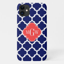 Funda Para iPhone 11 Marina Qué Marroquí #5 Coral Rojo 3 Monograma Inic