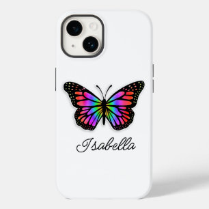 Funda Para iPhone 14 De Case-Mate Mariposa arcoiris y tu nombre personalizado