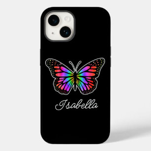 Funda Para iPhone 14 De Case-Mate Mariposa arcoiris y tu nombre personalizado