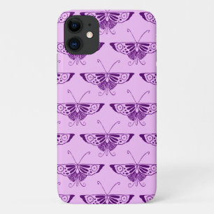 Funda Para iPhone 11 Mariposa Art Déco estilizada - púrpura y orquídea