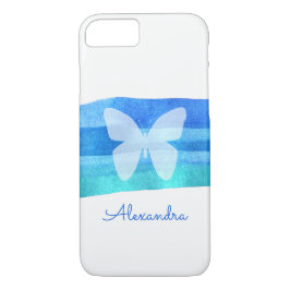 Funda Para iPhone 8/7 Mariposa azul acuarela personalizada