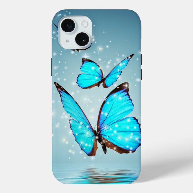 Funda De Case-Mate Para iPhone mariposa azul brillante (Reverso )