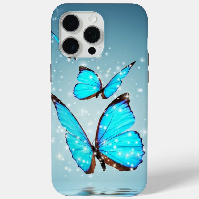 Funda De Case-Mate Para iPhone mariposa azul brillante (Reverso )