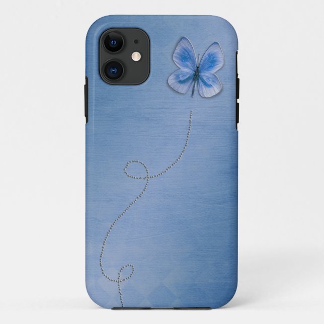 Funda De Case-Mate Para iPhone Mariposa azul en vuelo (Reverso)