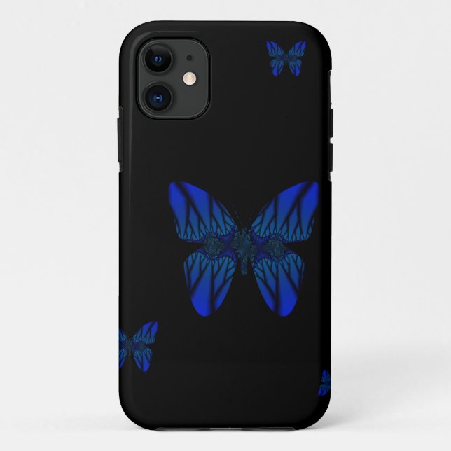 Funda De Case-Mate Para iPhone Mariposa azul fractal (Reverso)
