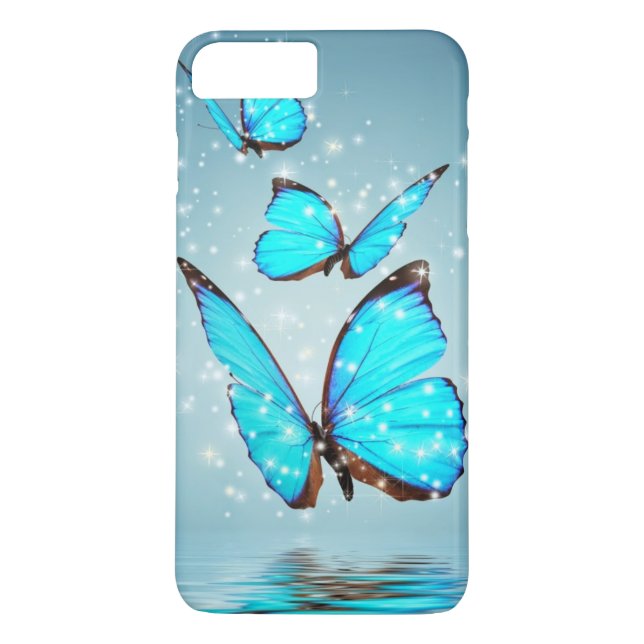 Funda De Case-Mate Para iPhone mariposa azul hermosa (Reverso)