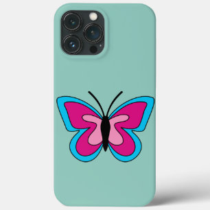 Funda Para iPhone 13 Pro Max Mariposa azul magenta rosa