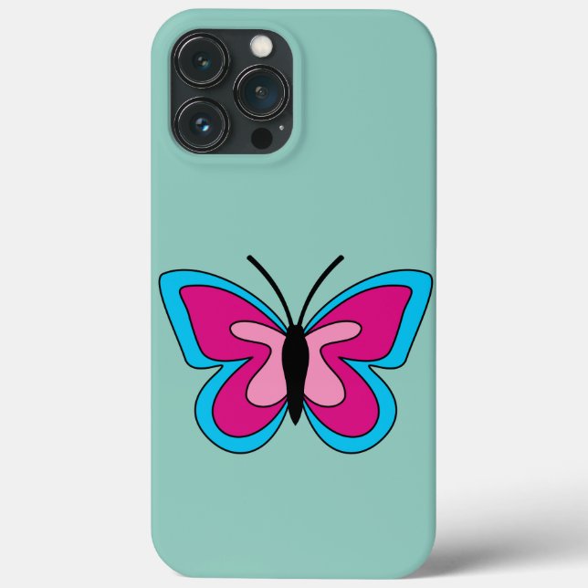 Funda De Case-Mate Para iPhone Mariposa azul magenta rosa (Reverso )