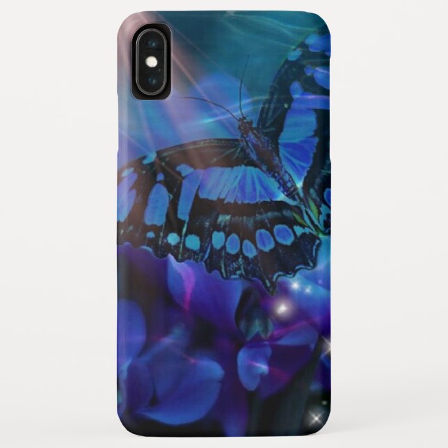 Funda De Case-Mate Para iPhone Mariposa azul mágica (Reverso)
