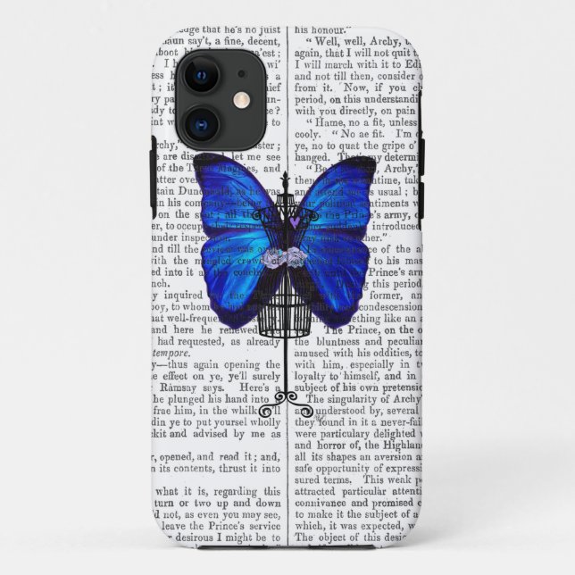 Funda De Case-Mate Para iPhone Mariposa azul maniquí (Reverso)