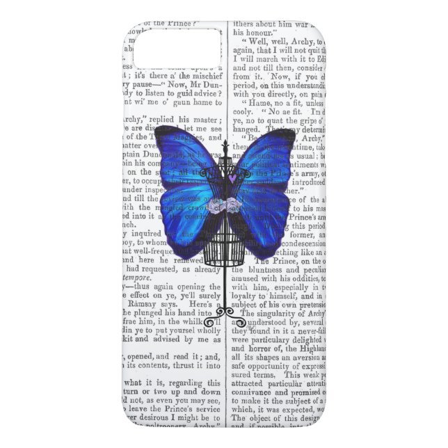 Funda De Case-Mate Para iPhone Mariposa azul maniquí (Reverso)