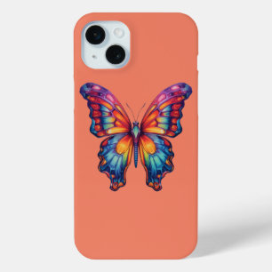 Funda Para iPhone 15 Mini Mariposa Azul Naranja Alas