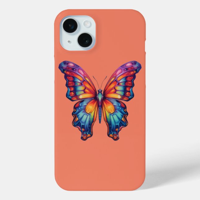 Funda De Case-Mate Para iPhone Mariposa Azul Naranja Alas (Reverso )