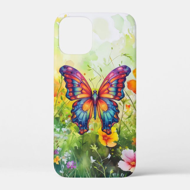 Funda De Case-Mate Para iPhone Mariposa Azul Naranja Alas (Reverso )