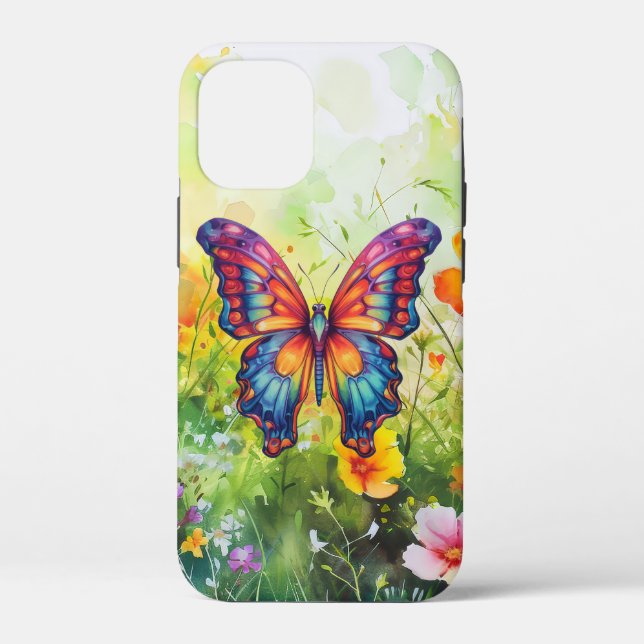 Funda De Case-Mate Para iPhone Mariposa Azul Naranja Alas (Reverso )