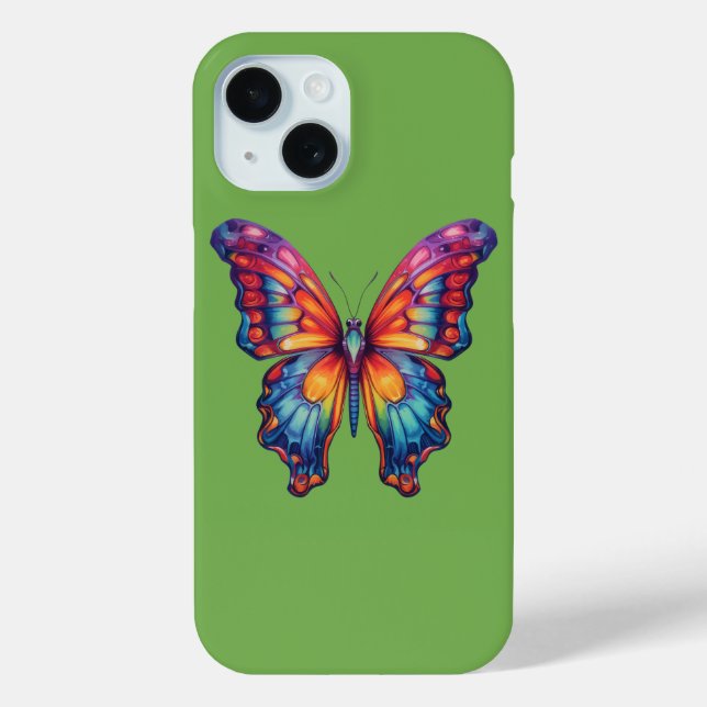Funda De Case-Mate Para iPhone Mariposa Azul Naranja Alas (Reverso )