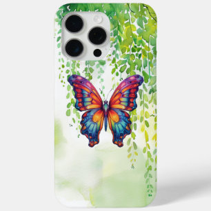 Funda Para iPhone 15 Pro Max Mariposa Azul Naranja Alas