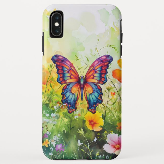 Funda De Case-Mate Para iPhone Mariposa Azul Naranja Alas (Reverso)