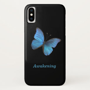 Funda Para iPhone X Mariposa Azul sobre Negro