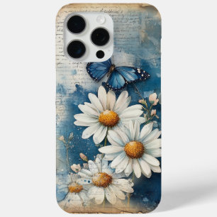 Funda Para iPhone 15 Pro Max Mariposa azul vintage y mareas - Cottagecore