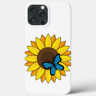 Funda Para iPhone 13 Pro Max Mariposa azul y girasol