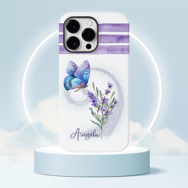 Funda De Case-Mate Para iPhone Mariposa azul y lavanda personalizadas (Subido por el creador)