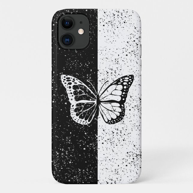 Funda De Case-Mate Para iPhone Mariposa blanca y negra elegante con puntos (Reverso)