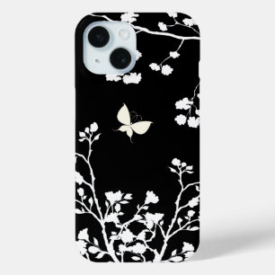 Funda Para iPhone 15 Mariposa blanco y negro elegante en el salvaje