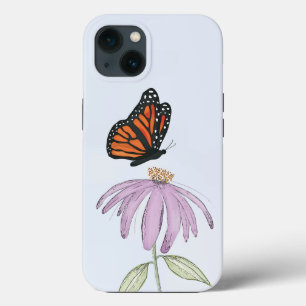 Funda Para iPhone 13 Mariposa botánica y naturaleza floral púrpura