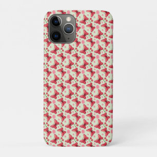 Funda Para iPhone 11 Pro Mariposa caprichosa y patrón de cereza en acuarela