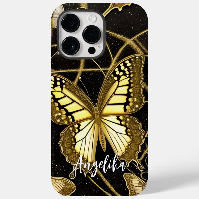 Funda De Case-Mate Para iPhone Mariposa con nombre personalizado (Reverso )